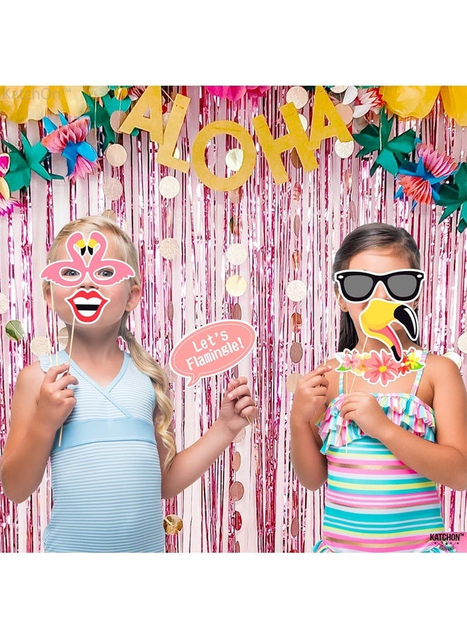 KatchOn، Luau Photo Booth Props - حزمة من 21 قطعة من أدوات التصوير الاستوائية، زينة حفلات Luau  زينة حفلات الشاطئ  أدوات هاواي، زينة حفلات على طراز هاواي زينة حفلات Flamingo - Image 4